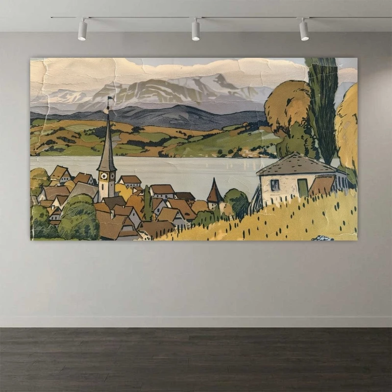 پوستر طرح  نقاشی روستا مدل کوهستان (4) کد DV2071
