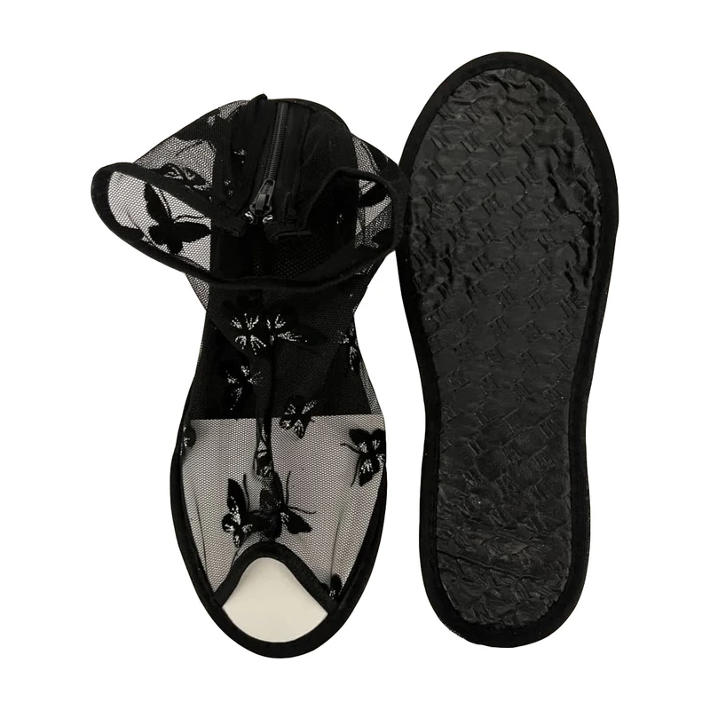 پاپوش زنانه مدل کف چرم پشت زیپ دار طرح پروانه