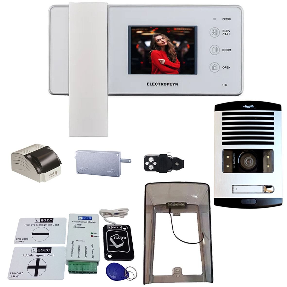 دربازکن تصویری الکتروپیک مدل FD1086/1196/White/1 یک واحدی باماژول ریموت دار