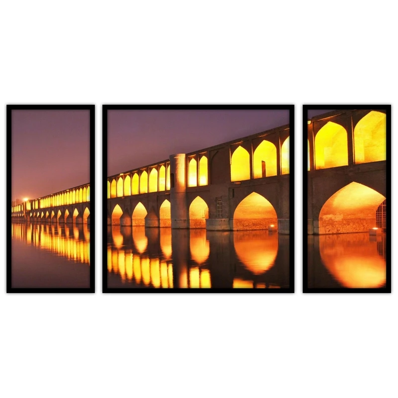 تابلو بکلیت طرح بنای تاریخی سی و سه پل اصفهان مدل B-bu3048 مجموعه 3 عددی