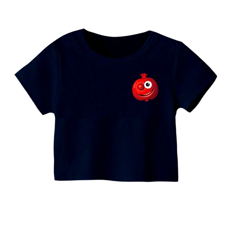 کراپ‌ تی‌شرت آستین کوتاه زنانه مدل انار یلدایی کد 4