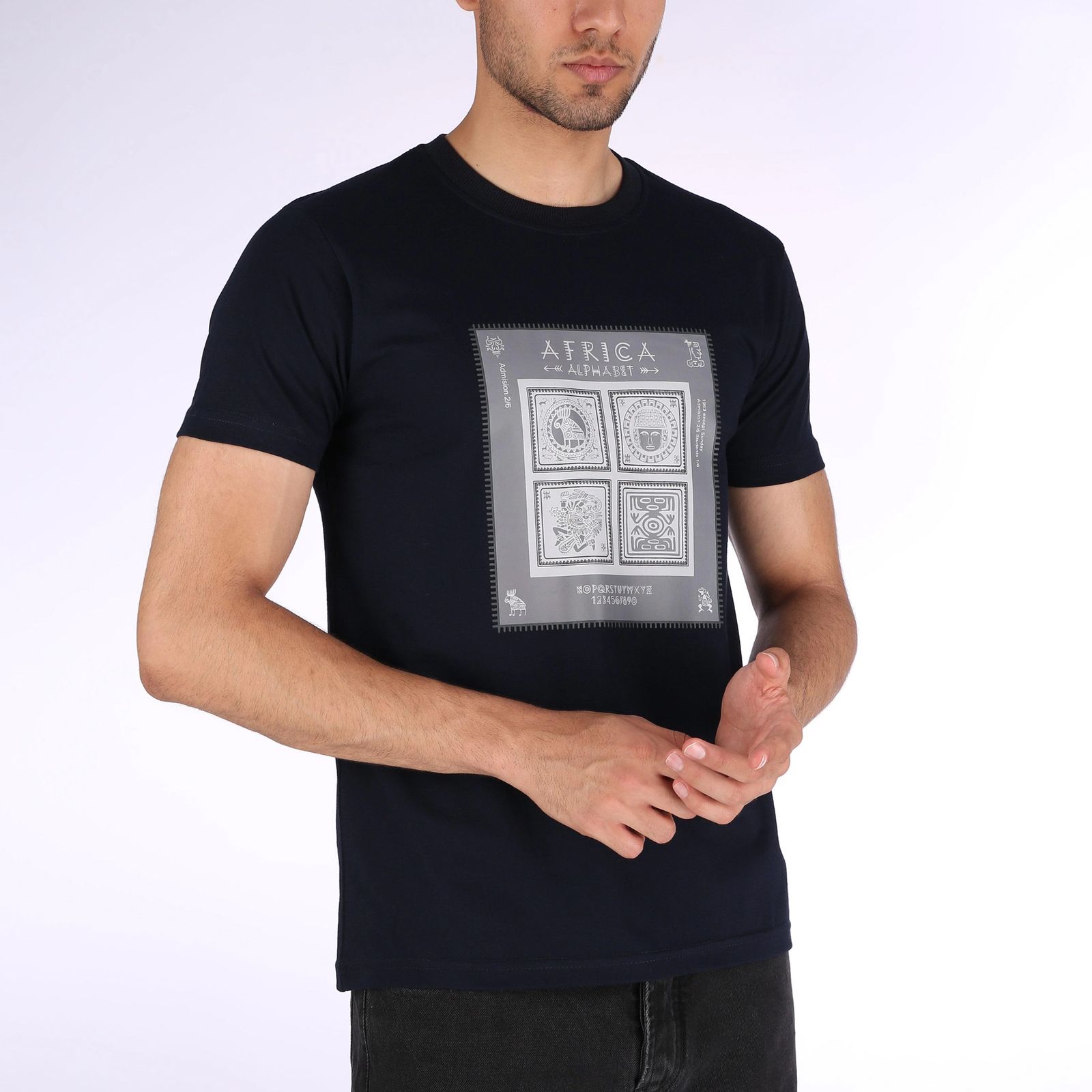 تی‌شرت آستین کوتاه مردانه مدل M117 رنگ سرمه ای -  - 1