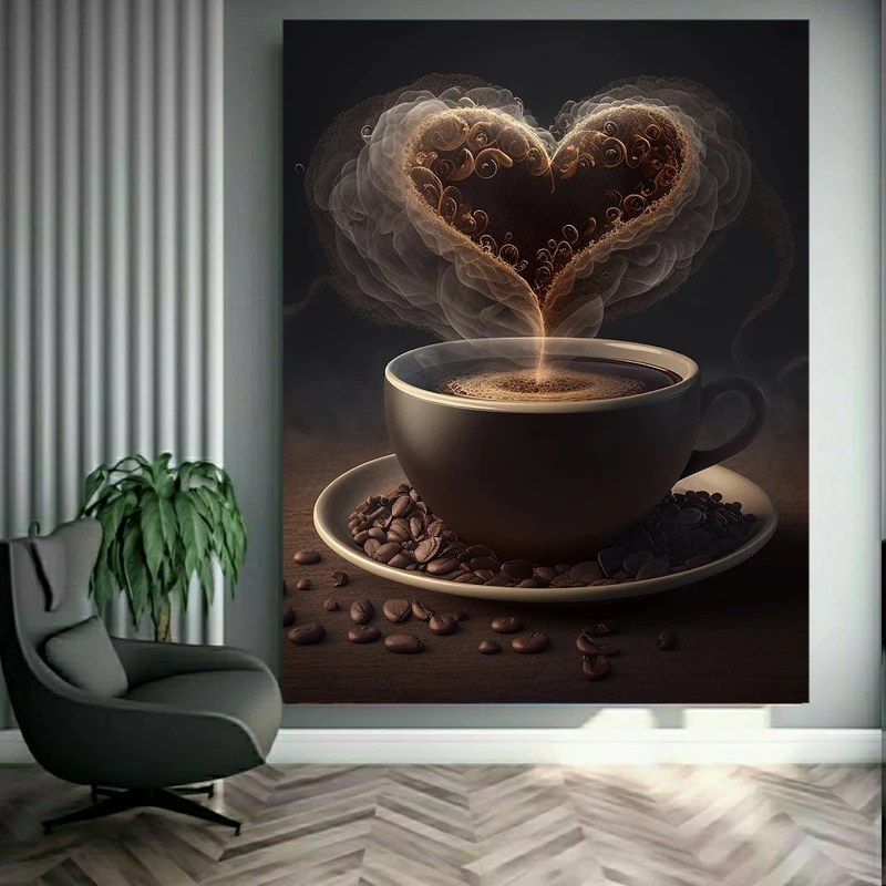  پوستر طرح فنجان قهوه مدل قلب کد GR588