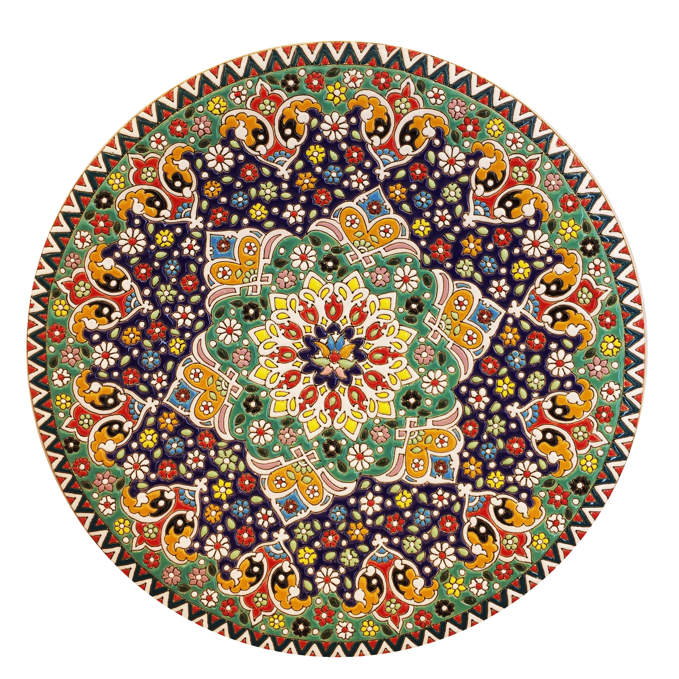 بشقاب میناکاری سفالی زمانیان کد ZMN30023