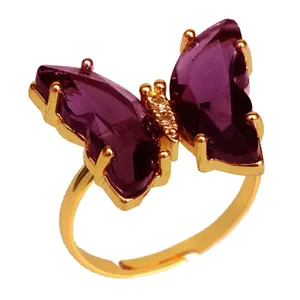 انگشتر زنانه مدل پروانه عاشق کریستالی کد 09