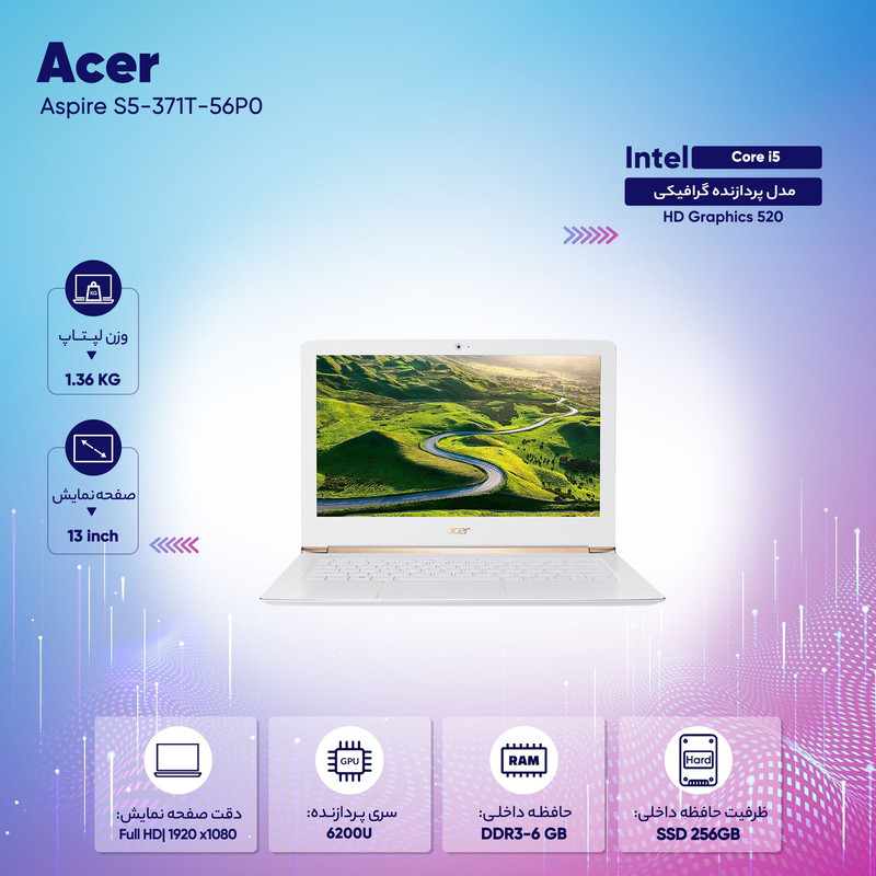 لپ تاپ 13 اینچی ایسر مدل Aspire S5-371T-56P0