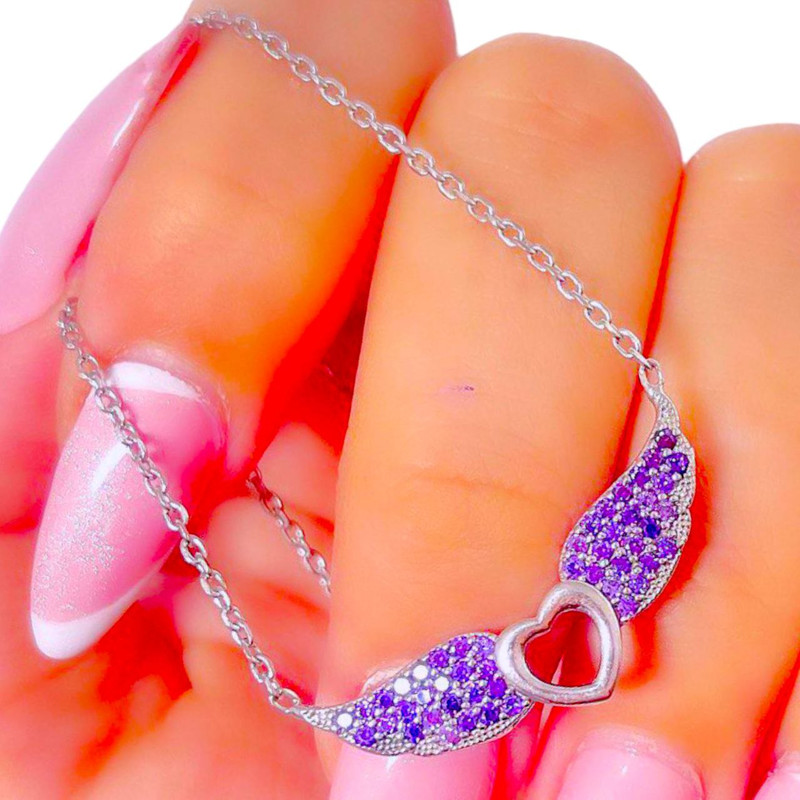 گردنبند نقره زنانه مدل قلب نگین دار