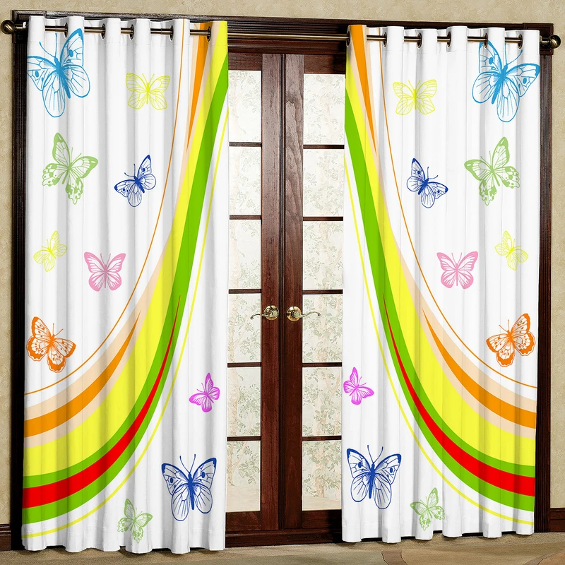 پرده مدل مخمل پانچی طرح پروانه کد 4852T2 سایز 200x140 سانتی متر