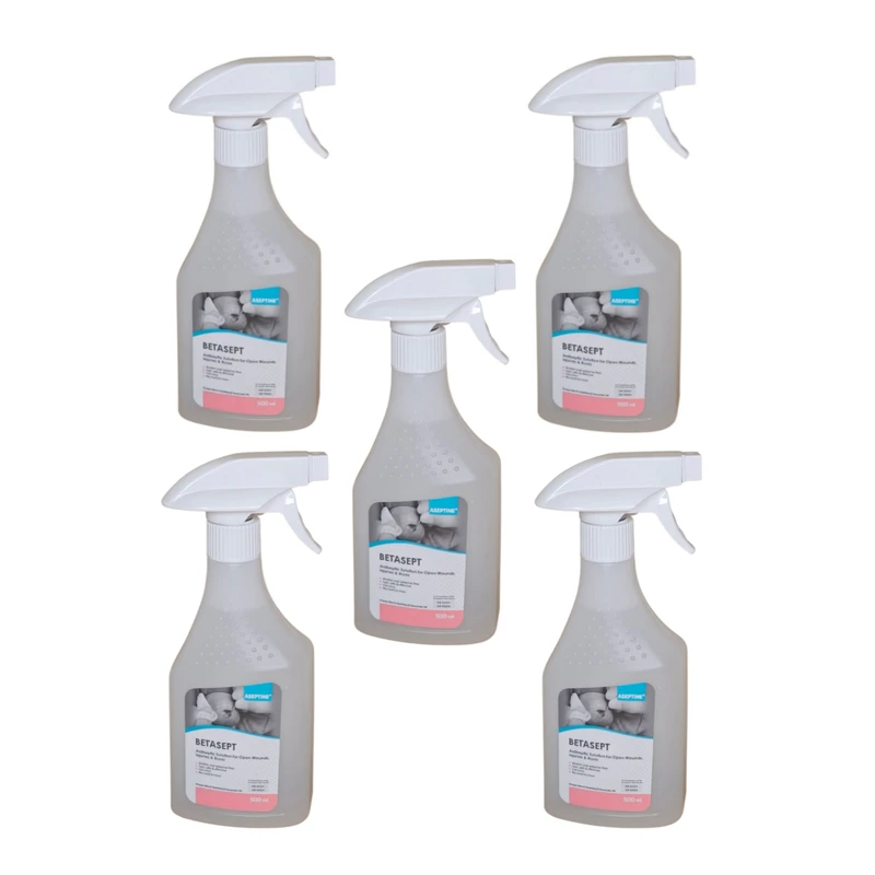 ضدعفونی‌کننده زخم بتاسپت مدل 05 حجم 500 میلی لیتر مجموعه 5 عددی