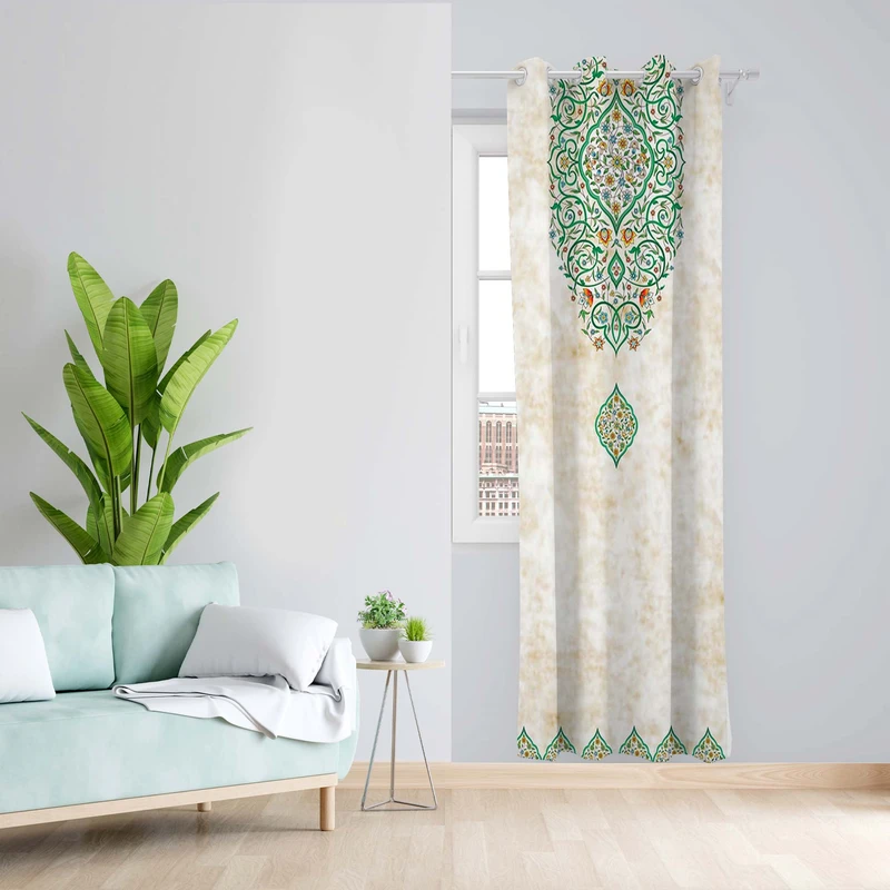 پرده طرح سنتی مدل مخمل پانچی کد 4976 z سایز 140x200 سانتی متر
