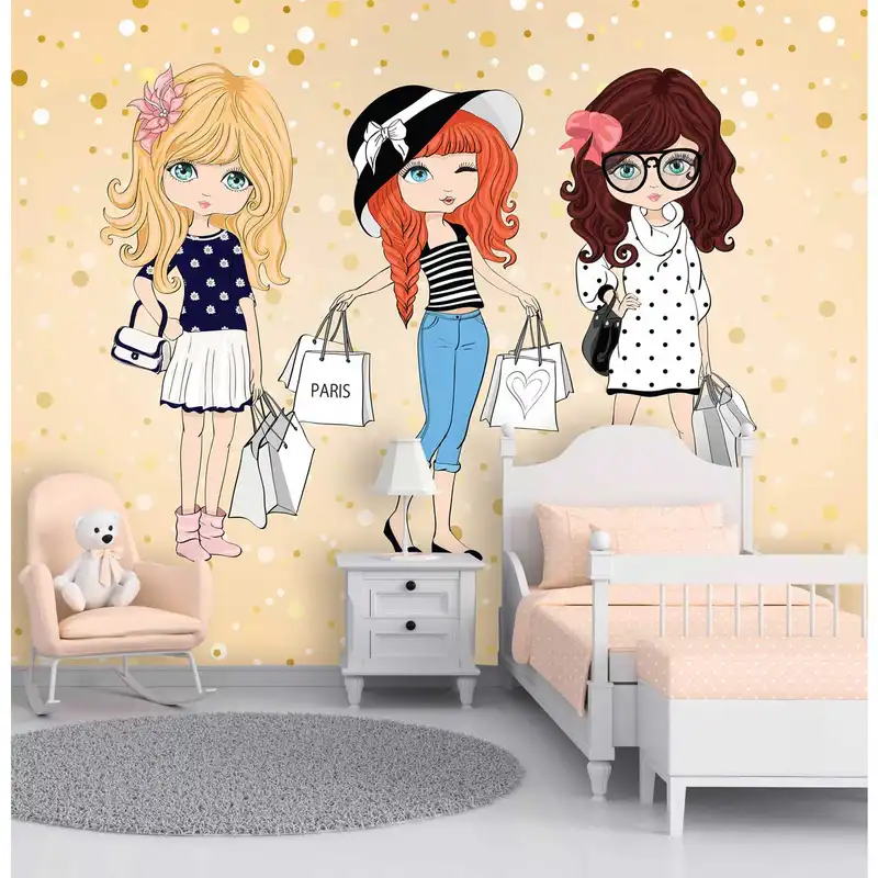 پوستر دیواری اتاق کودک طرح دختر کوچولو ها کد 0125