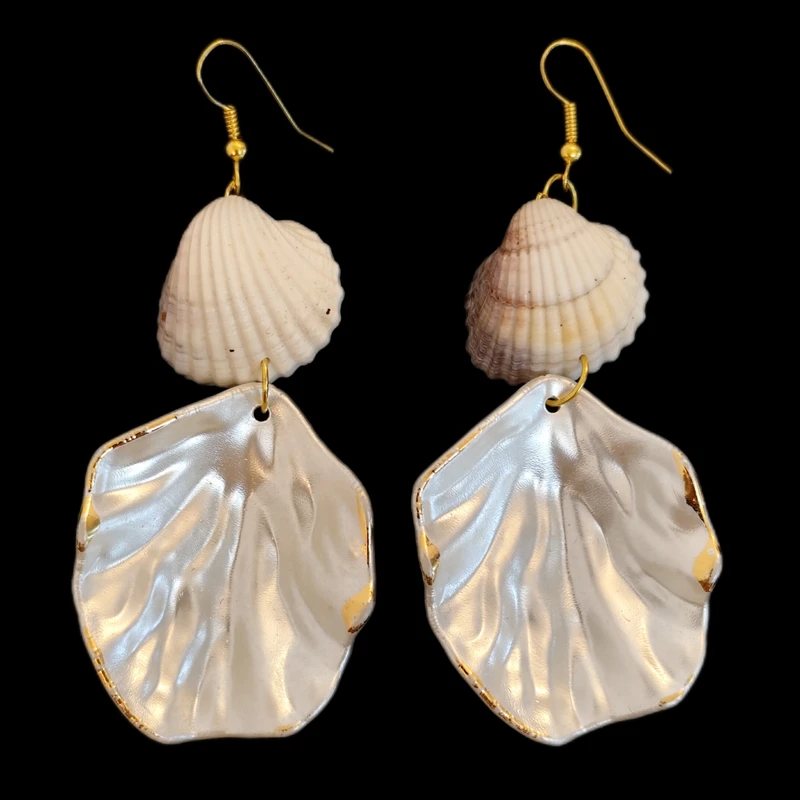 گوشواره آویز زنانه مدل صدف ژورنالی