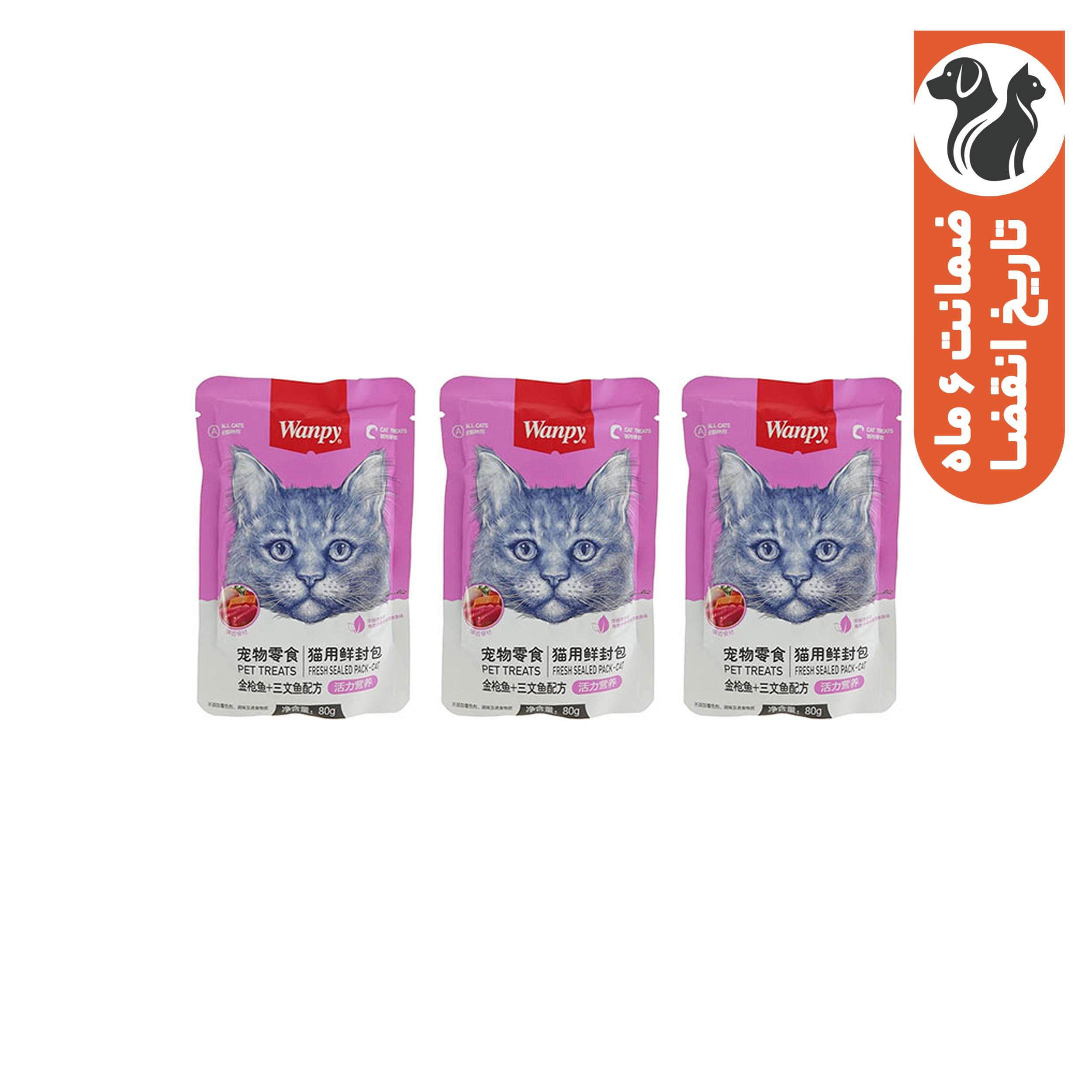 پوچگربه ونپی مدل ماهی تن و سالمون وزن 240 گرم بسته 3 عددی