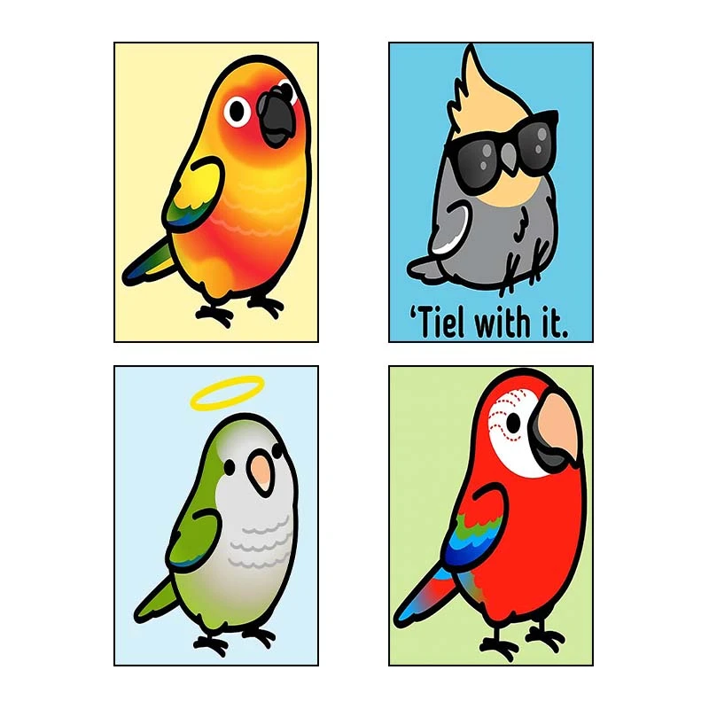 تابلو شاسي کارنيکا طرح طوطی کد 90910 مجموعه 4 عددی