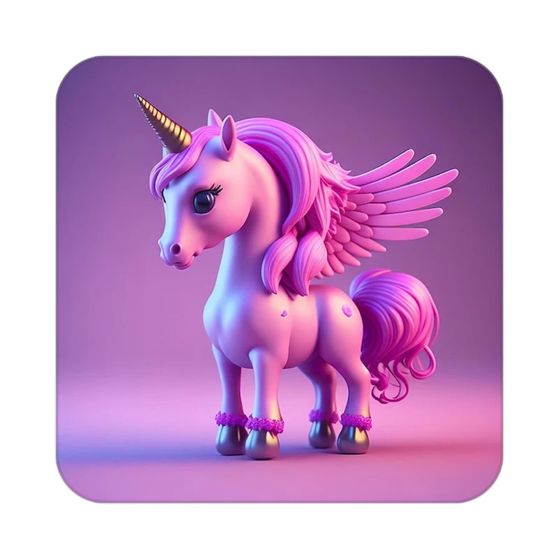 زیر لیوانی کاکتی طرح اسب تک شاخ و یونیکورن مدل mp31767