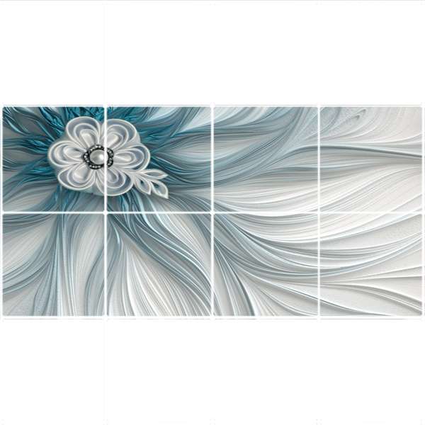 تایل سقفی طرح گل آبی کد  1688-8 سایز 60x60 سانتی متر مجموعه 8عددی