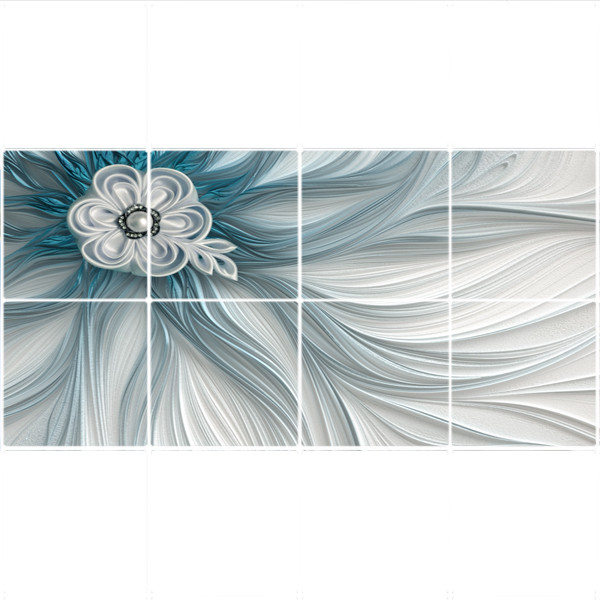 تایل سقفی طرح گل آبی کد  1688-8 سایز 60x60 سانتی متر مجموعه 8عددی