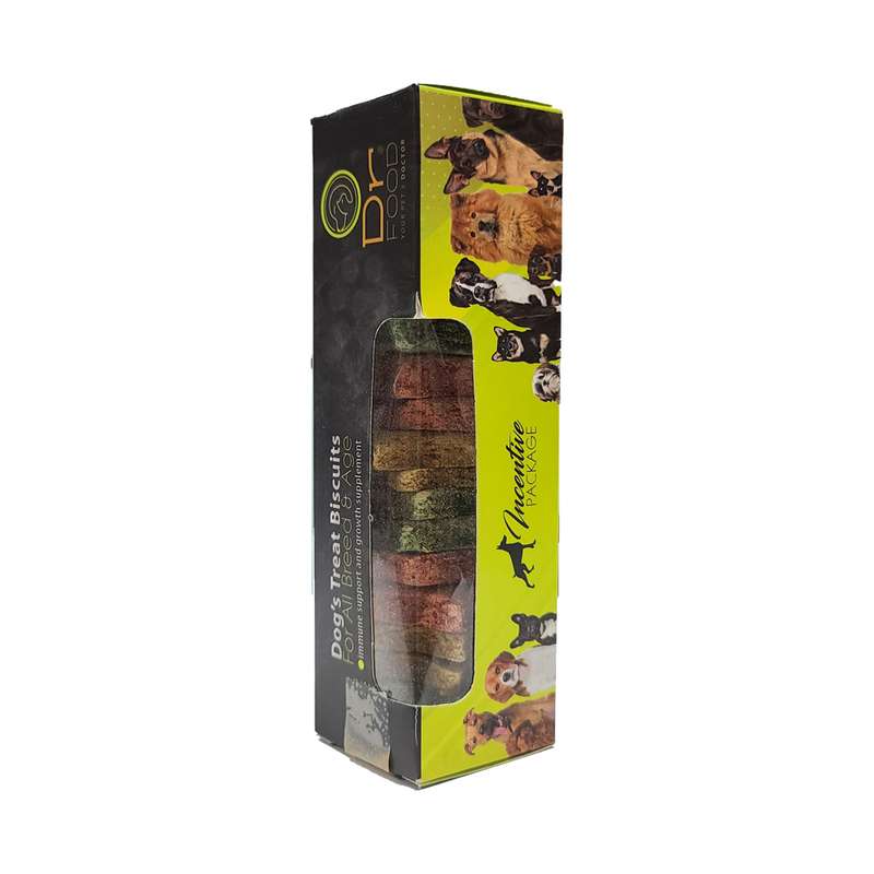 غذای تشویقی سگ دکتر فود مدل بیسکویت  طرح immune support & Growth وزن 100 گرم