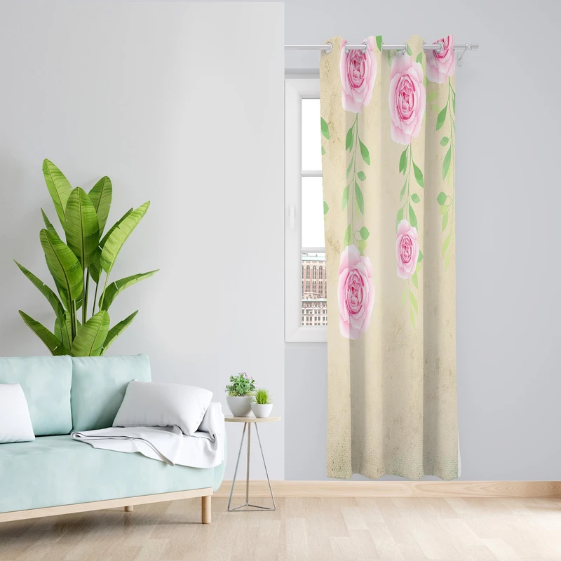 پرده طرح گل مدل مخمل پانچی کد 1349 z سایز 140x200 سانتی متر