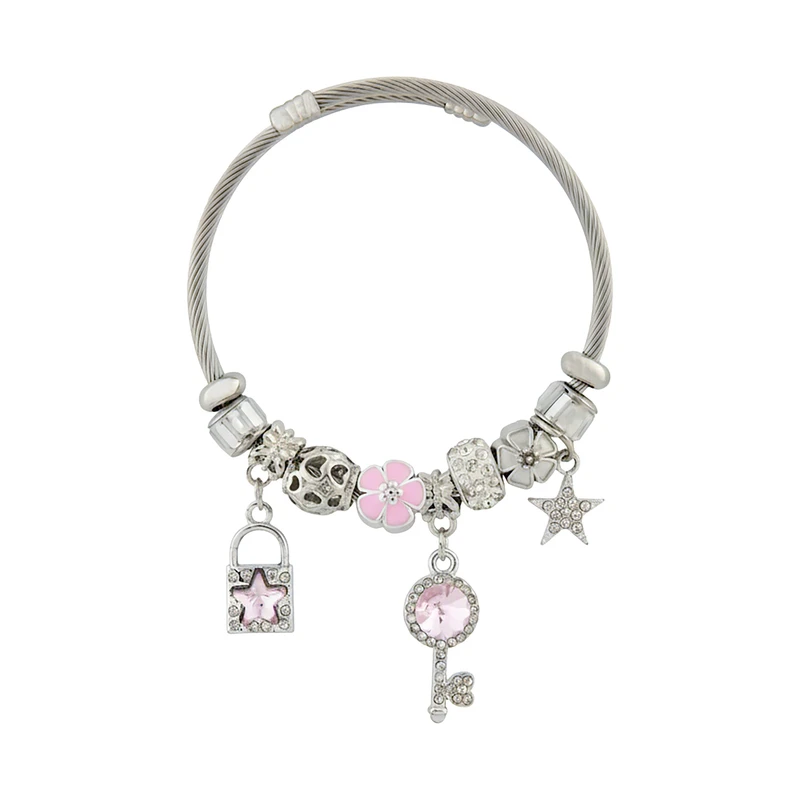 دستبند النگویی زنانه مدل پاندورا طرح قفل کد 2157