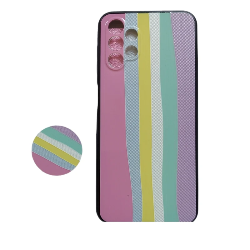 کاور طرح رنگین کمان مدل 123 مناسب برای گوشی موبایل سامسونگ Galaxy A23 به همراه پاپ سوکت 