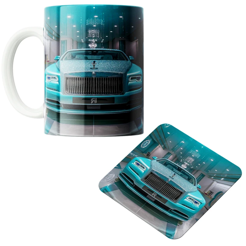 ماگ پاد آفرین مدل رولز رویس کد 01 به همراه زیر لیوانی