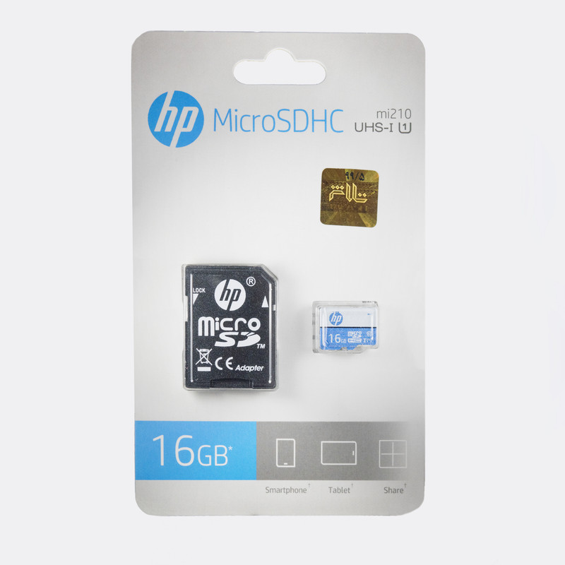 کارت حافظه microSDXC اچ پی مدل mi210 کلاس 10 استاندارد UHS-I U1 سرعت 80MBps ظرفیت 16 گیگابایت به همراه آداپتور SD