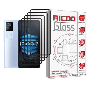 Ricoo Glass MIX004 Screen Protector For  iQOO 7 Pack Of 4