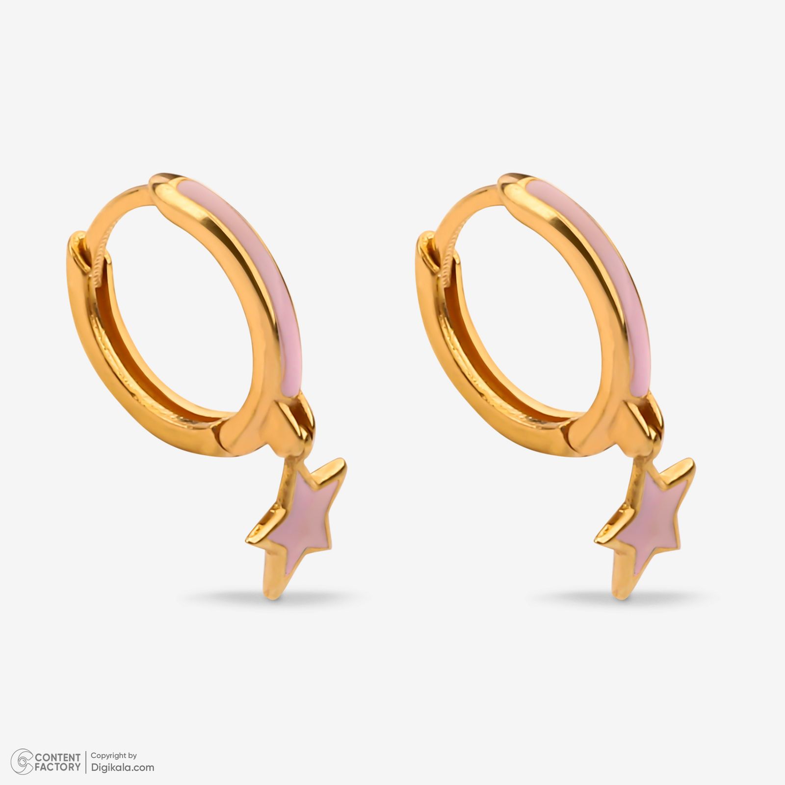 گوشواره حلقه‌ای طلا کم اجرت  18 عیار زنانه گلدم مدل E244015 -  - 5