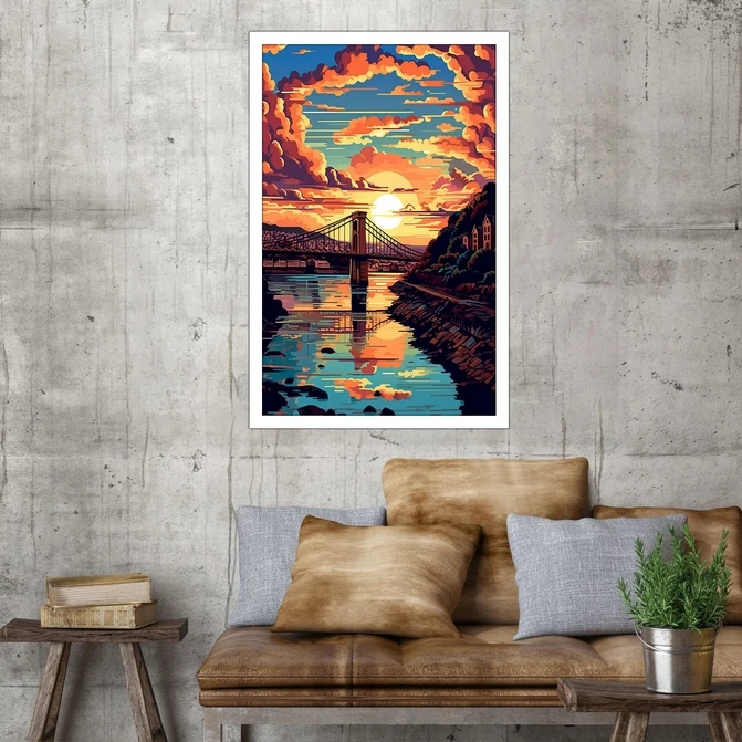 تابلو نوری بکلیت طرح نقاشی رنگ روغن آبستره پل و طبیعت مدل W-MID-18078