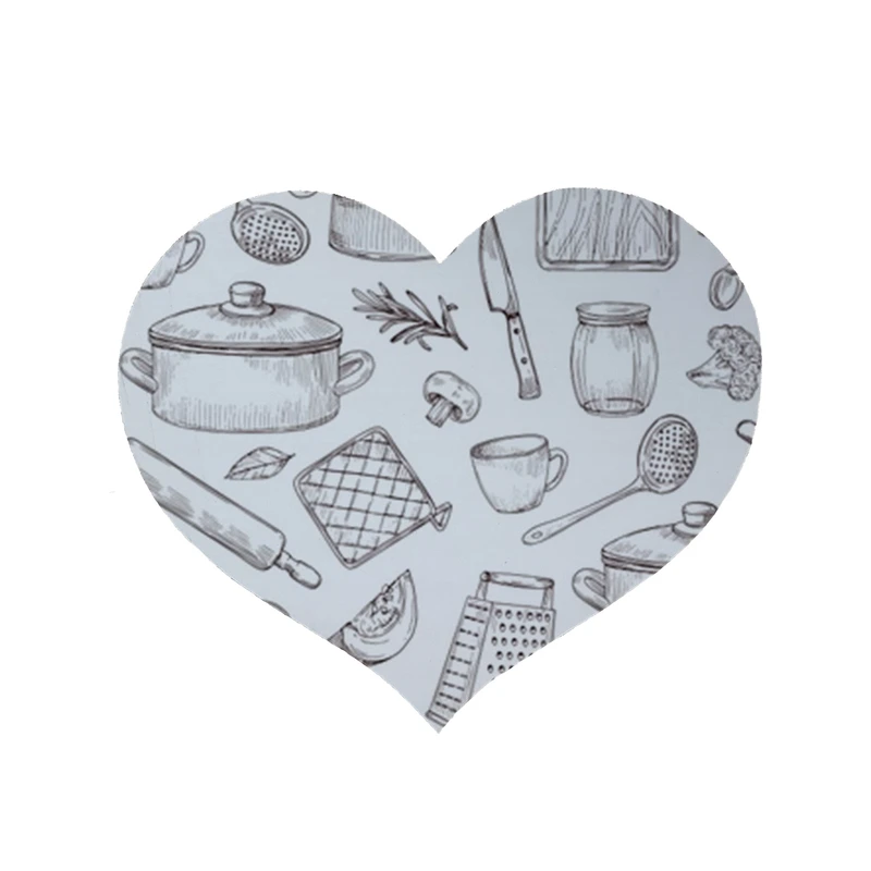  پادری مدل قلب طرح ابزار آشپزی کد 8073 سایز 90 × 90 سانتی متر