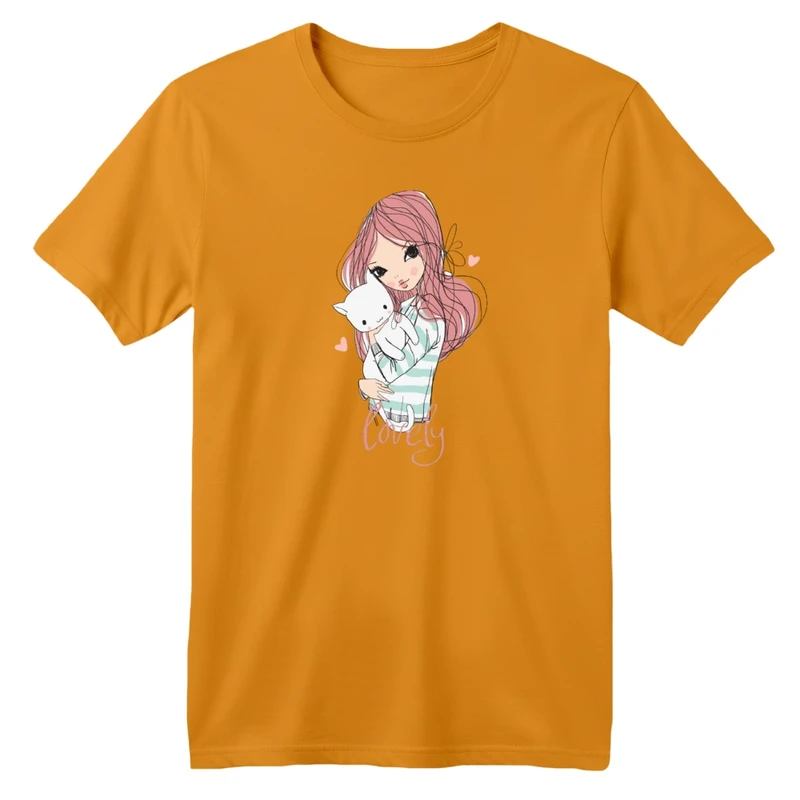 تی‌شرت آستین کوتاه لانگ یقه گرد بچگانه مدل دخترک کد 3