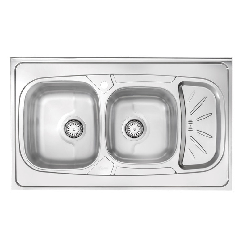 سینک ظرفشویی استیل روکار دو لگنه درسا لوازم خانگی آشپزخانه مدل 3216-100