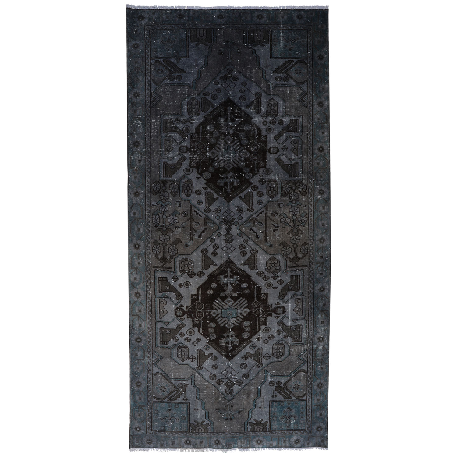 فرش دستبافت رنگ شده چهار متری طرح وینتج کد 4248