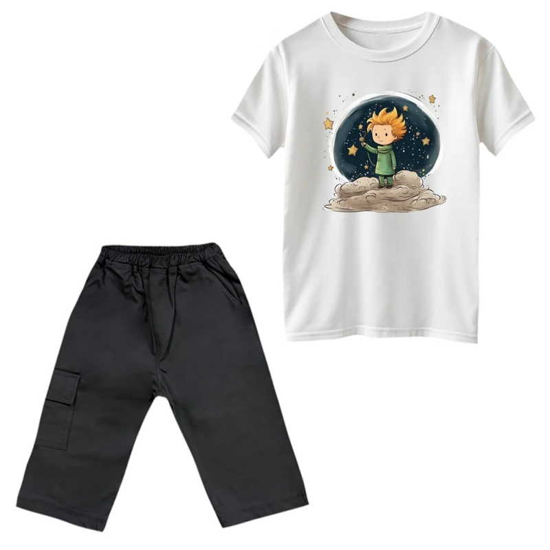 ست تی‌شرت و شلوارک پسرانه مدل شازده کوچولو و ستاره