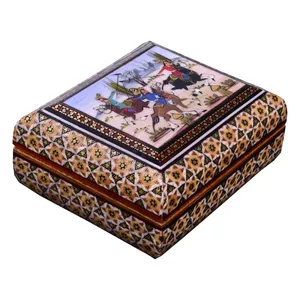 جعبه جواهرات خاتم کاری طرح سوار چوگان باز کد 12