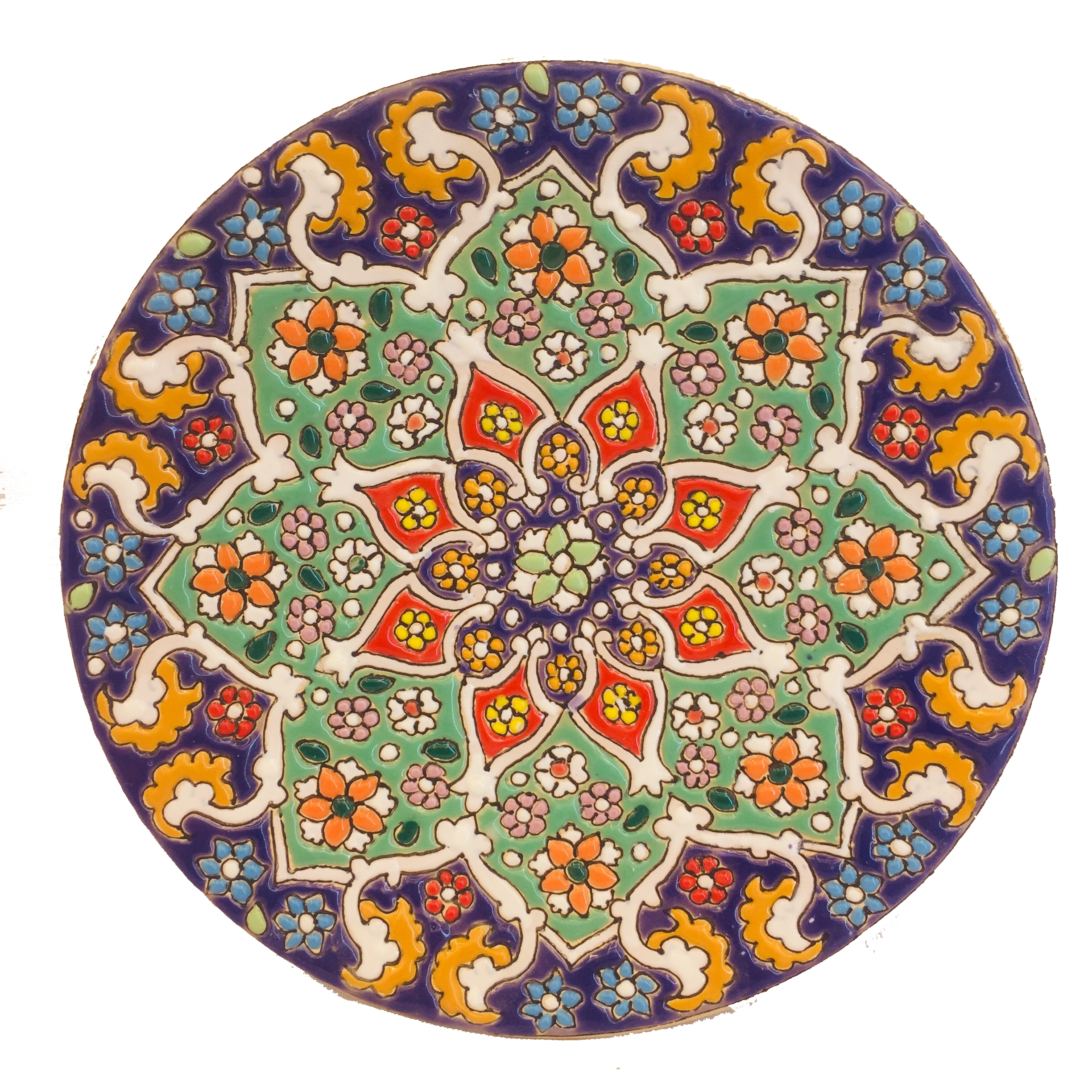 بشقاب میناکاری سفالی زمانیان کد ZMN15004