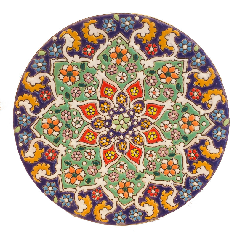 بشقاب میناکاری سفالی زمانیان کد ZMN15004