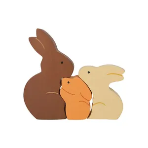  اسباب بازی چوبی طرح پازل خانواده خرگوش مدل MKT26-M مجموعه 3 عددی