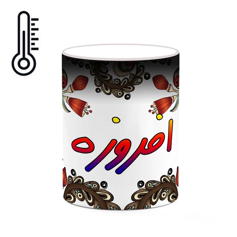 ماگ حرارتی کاکتی مدل اسم افروزه طرح سنتی گل و بته کد mgh43664