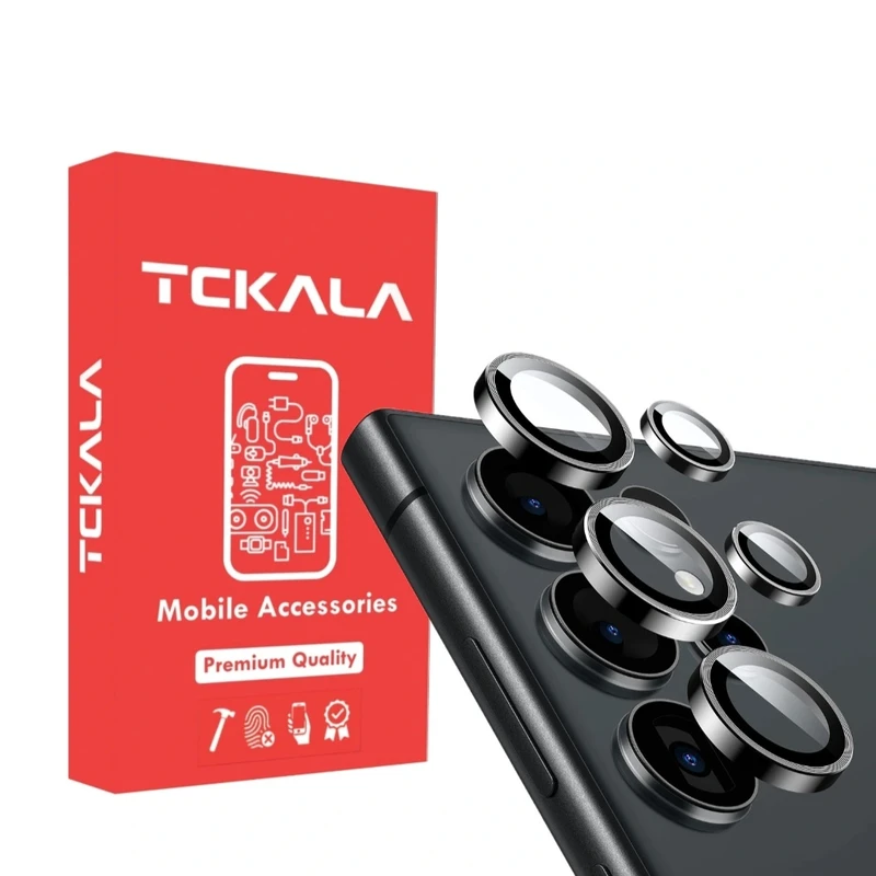 محافظ لنز دوربین تیسیکالا مدل شابلون دار فلزی مناسب برای گوشی موبایل سامسونگ GALAXY S24 Ultra