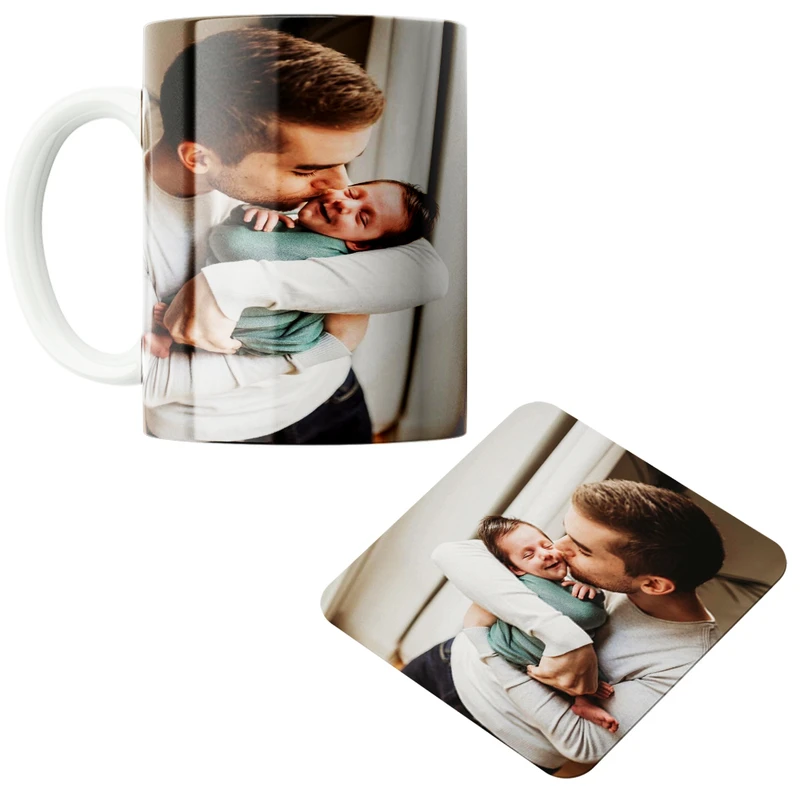 ماگ پاد آفرین مدل پدر بچه کد 01 به همراه زیر لیوانی 