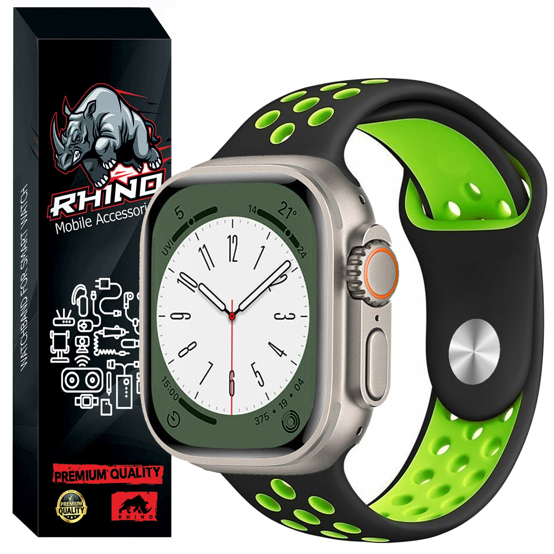 بند راینو مدل Nik Sport مناسب برای اپل واچ سری 1/2/3/4/5/6/7/8/9/SE/ULTRA سایز 42/44/45/49 میلی متری