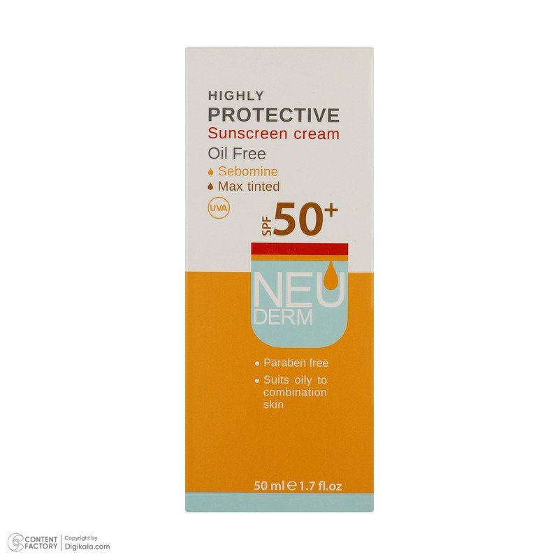 کرم ضد آفتاب رنگی نئودرم مدل Highly Protective Max Tinted SPF50 مناسب پوست های مختلط حجم 50 میلی لیتر