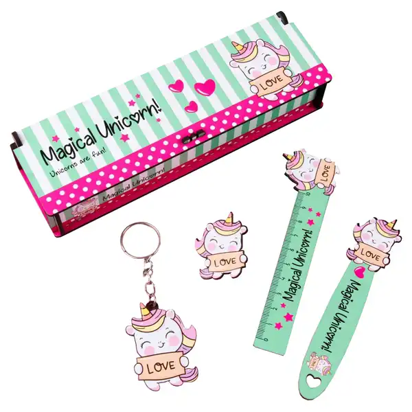 بسته لوازم تحریر طرح یونیکورن کد G5 مجموعه 5 عددی