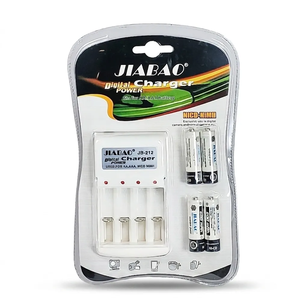 شارژر جیابائو مدل JB-212  کدAB402 به همراه باتری قلمی