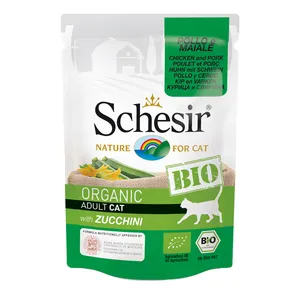 پوچ گربه شسیر مدل Organic Chicken And Pork With Zucchini وزن 85 گرم