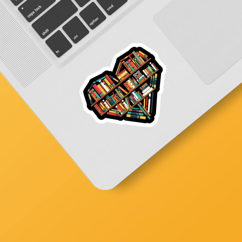استیکر لپ تاپ و موبایل بووم طرح قفسه کتاب کد mm41