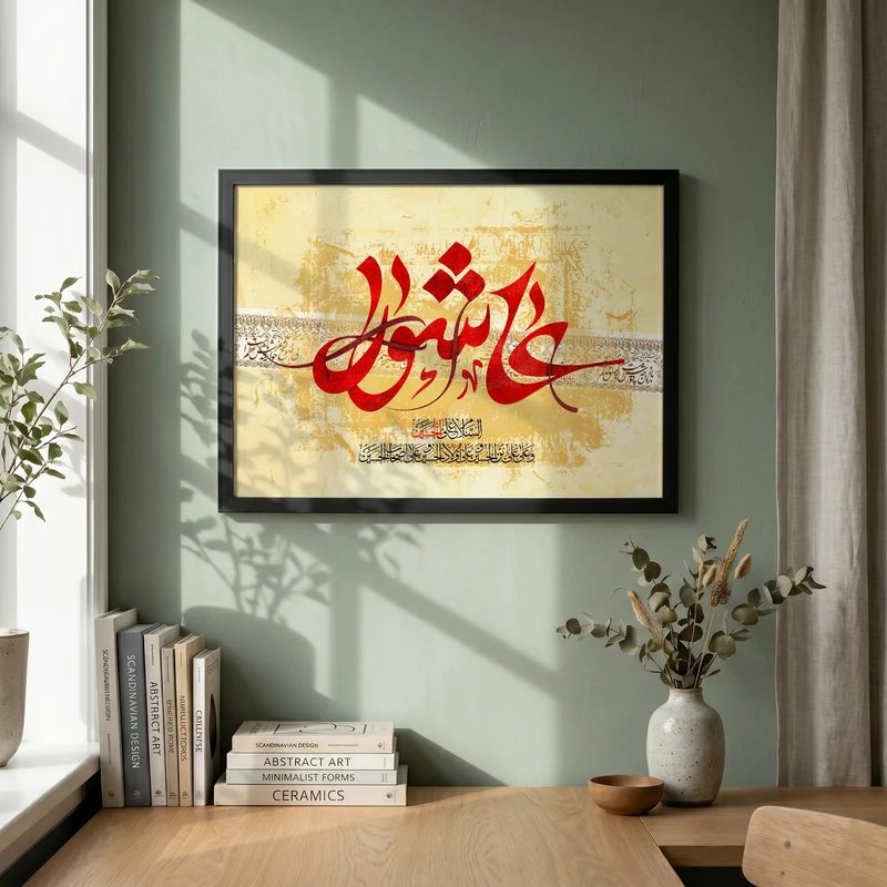 تابلو طرح عاشورا مدل G14464 فریم مشکی