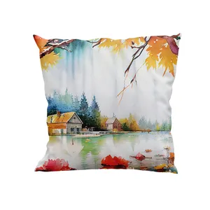 کوسن پاد آفرین مدل نقاشی آبرنگ طبیعت کد DKK181